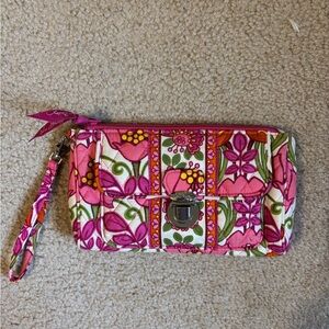 Vera Bradley Pink and White Quilted Wristlet